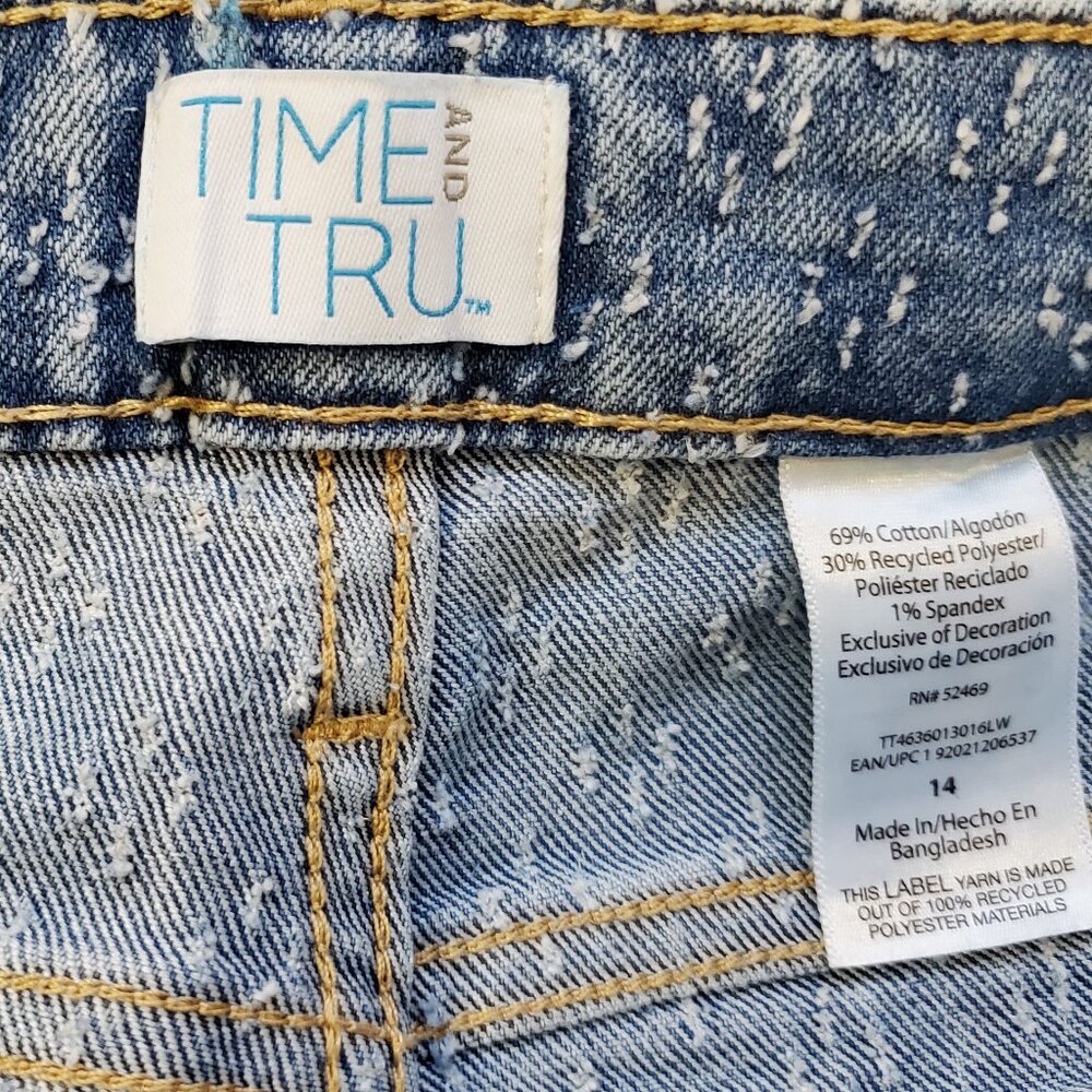 Time and Tru Women's High Rise Rhinestone Embroidered Wide Leg Jeans 14 - Picture 5 of 10